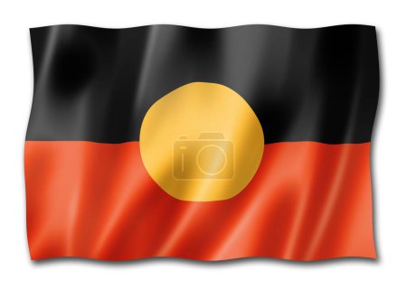 Téléchargez les photos : Drapeau aborigène australien. Illustration 3D - en image libre de droit