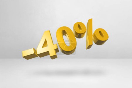 Photo for 40% off discount. Offer sale. 3D illustration isolated on white. Promotional price rate. Gold number - Royalty Free Image