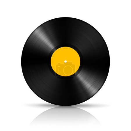 Photo for Yellow vinyl record isolated on white background. 3D illustration - Royalty Free Image