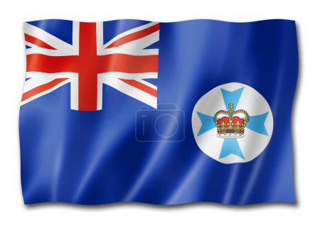 Photo for Queensland state flag, Australia waving banner collection. 3D illustration - Royalty Free Image