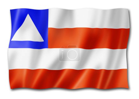 Foto de Bandera del estado de Bahía, Brasil ondeando la colección de pancartas. Ilustración 3D - Imagen libre de derechos