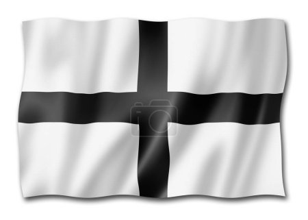 Photo for Bretagne Region flag, France waving banner collection. 3D illustration - Royalty Free Image