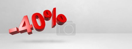 Photo for 40% off discount. Offer sale. 3D illustration isolated on white. Horizontal banner - Royalty Free Image