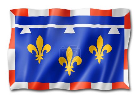 Foto de Bandera de la Región Centro-Valle del Loira, Francia ondeando la colección de banners. Ilustración 3D - Imagen libre de derechos