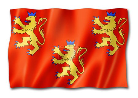 Foto de Bandera del Condado de Dordogne, Francia ondeando la colección de pancartas. Ilustración 3D - Imagen libre de derechos