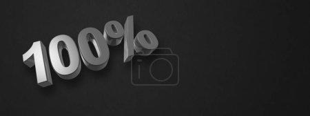 Foto de 100% número de plata. Ilustración 3D aislada en negro. Banner horizontal - Imagen libre de derechos