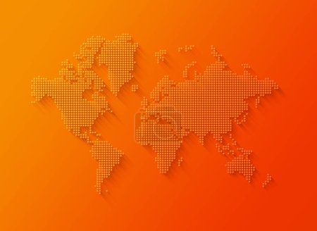 Photo for Illustration of a world map made of dots isolated on orange background - Royalty Free Image