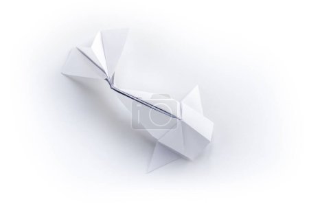Photo for Paper fish origami isolated on a blank white background - Royalty Free Image
