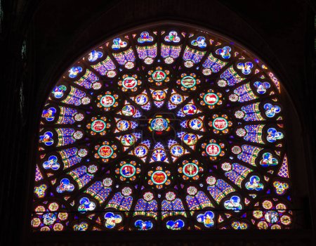 Photo for Stained glass in Basilica of Saint-Denis. Paris - Royalty Free Image