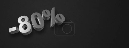 Photo for 80% off discount. Offer sale. 3D illustration isolated on black. Horizontal banner - Royalty Free Image