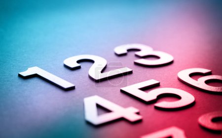 Photo for Mathematics background made with solid numbers from 1 to 9 - Closeup view - Royalty Free Image