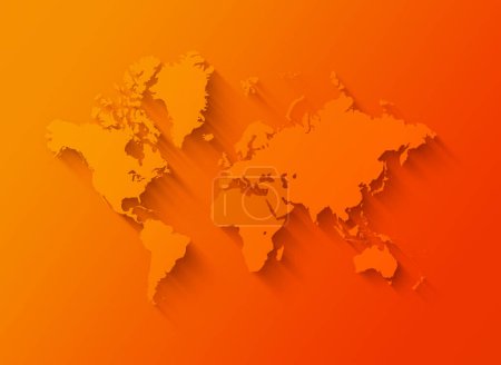 Photo for World map illustration isolated on orange background - Royalty Free Image