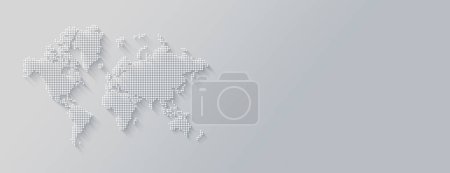 Photo for Illustration of a world map made of dots isolated on a white background. Horizontal banner - Royalty Free Image