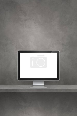 Photo for Computer pc - grey wall shelf. Vertical background. 3D Illustration - Royalty Free Image