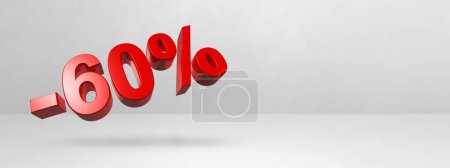 Photo for 60% off discount. Offer sale. 3D illustration isolated on white. Horizontal banner - Royalty Free Image