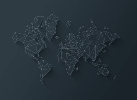 Photo for World map shape made of polygons. 3D illustration isolated on a black background - Royalty Free Image