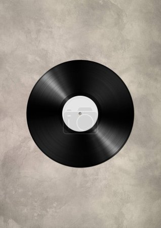 Vinyl record isolated on concrete background. 3D illustration
