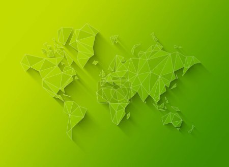 Photo for World map shape made of polygons. 3D illustration isolated on a green background - Royalty Free Image