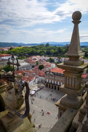 Photo for Obradoiro square view from Santiago de Compostela Cathedral in Galicia, Spain - Royalty Free Image