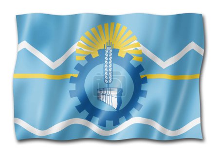 Photo for Chubut province flag, Argentina waving banner collection. 3D illustration - Royalty Free Image