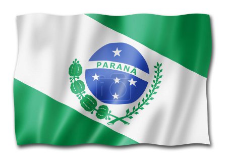 Téléchargez les photos : Drapeau de l'État du Parana, collection de bannières du Brésil. Illustration 3D - en image libre de droit