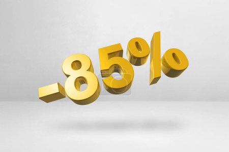 Photo for 85% off discount. Offer sale. 3D illustration isolated on white. Promotional price rate. Gold number - Royalty Free Image