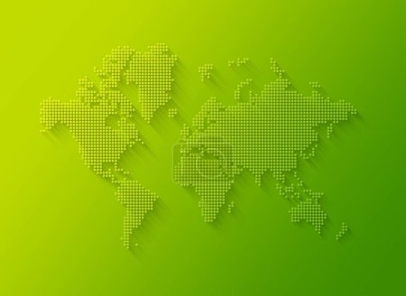 Foto de Ilustración de un mapa del mundo hecho de puntos aislados sobre un fondo verde - Imagen libre de derechos