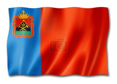 Foto de Estado de Kemerovo - Oblast - bandera, Rusia ondeando colección de pancartas. Ilustración 3D - Imagen libre de derechos
