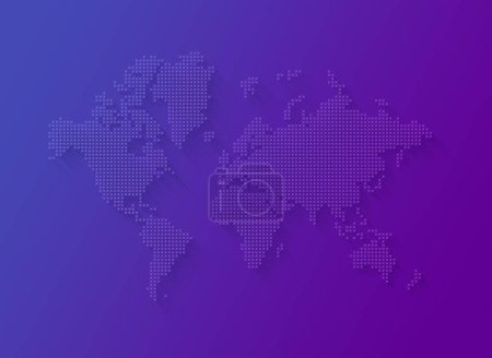 Téléchargez les photos : Illustration of a world map made of stars isolated on a purple background - en image libre de droit