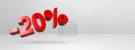 Photo for 20% off discount. Offer sale. 3D illustration isolated on white. Horizontal banner - Royalty Free Image