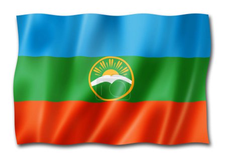 Foto de Karachay Cherkessia state - Republic - flag, Russia waving banner collection. Ilustración 3D - Imagen libre de derechos