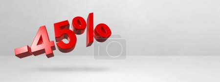 Photo for 45% off discount. Offer sale. 3D illustration isolated on white. Horizontal banner - Royalty Free Image