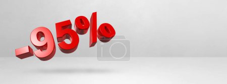 Téléchargez les photos : 95% off discount. Offer sale. 3D illustration isolated on white. Horizontal banner - en image libre de droit