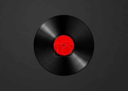 Téléchargez les photos : Red vinyl record isolated on black background. 3D illustration - en image libre de droit