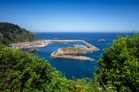 Photo for Cudillero harbor and village in Asturias, Spain. Aerial view - Royalty Free Image