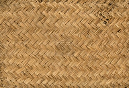 Foto de Beige woven bamboo mat texture. Horizontal background wallpaper - Imagen libre de derechos