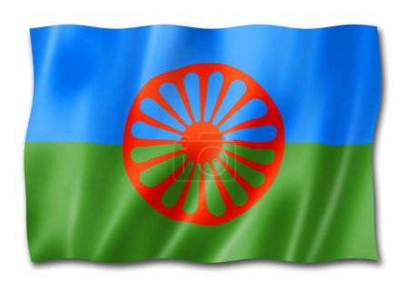 Photo for Romani people ethnic flag. 3D illustration - Royalty Free Image
