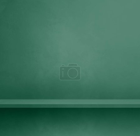 Photo for Empty shelf on a dark green concrete wall. Background template scene. Square mockup - Royalty Free Image
