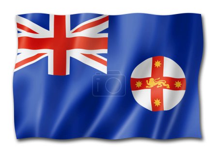 Foto de Bandera del estado de Nueva Gales del Sur, Australia ondeando colección de pancartas. Ilustración 3D - Imagen libre de derechos
