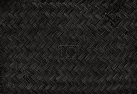 Foto de Textura de estera de bambú tejida negra. Fondo de pantalla horizontal - Imagen libre de derechos