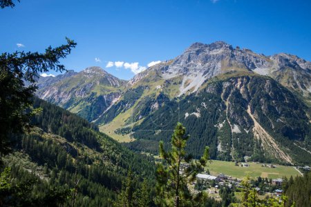 Photo for Pralognan la Vanoise town and mountains landscape. French alps - Royalty Free Image