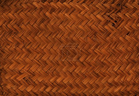 Foto de Brown woven bamboo mat texture. Horizontal background wallpaper - Imagen libre de derechos