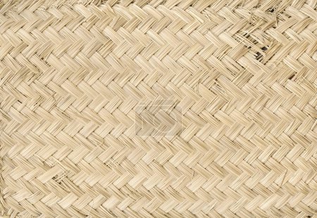Foto de Textura de estera de bambú tejida blanca. Fondo de pantalla horizontal - Imagen libre de derechos