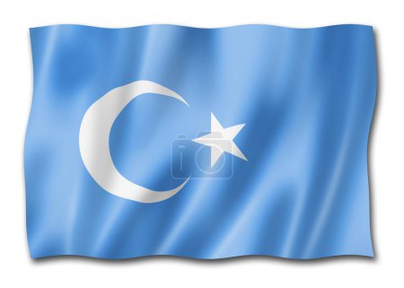 Foto de Kokbayraq Uighurs bandera étnica, china. Ilustración 3D - Imagen libre de derechos