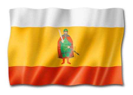 Téléchargez les photos : Ryazan state - Oblast -  flag, Russia waving banner collection. 3D illustration - en image libre de droit