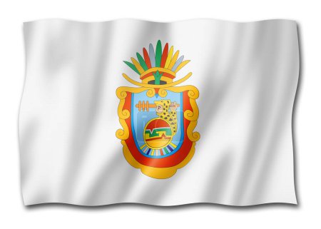 Téléchargez les photos : Drapeau de l'État du Guerrero, collection de bannières du Mexique. Illustration 3D - en image libre de droit