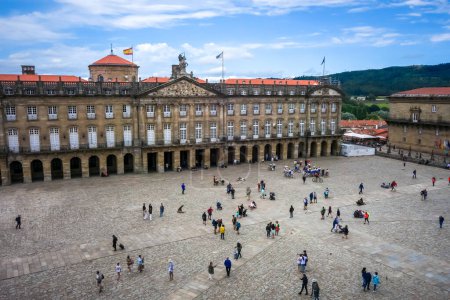 Photo for Santiago de Compostela - Spain - July 3, 2022 : Obradoiro square view from the Cathedral - Royalty Free Image