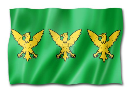 Photo for Caernarfonshire County flag, United Kingdom waving banner collection. 3D illustration - Royalty Free Image