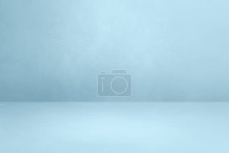 Foto de Light blue concrete interior background. Empty template scene. Horizontal mockup - Imagen libre de derechos
