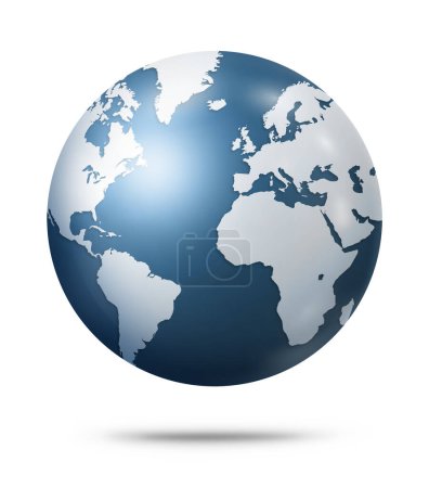 Blue grey earth globe isolated on white background. 3D illustration